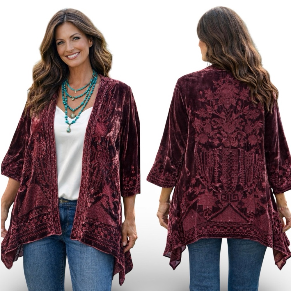 Johnny Was Daniella heavily embroidered velvet jacket NWT oversized